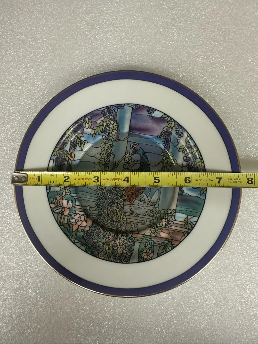 Vintage Decorative Peacock Motif Porcelain Plate - Golden rim.